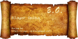Blayer Opika névjegykártya